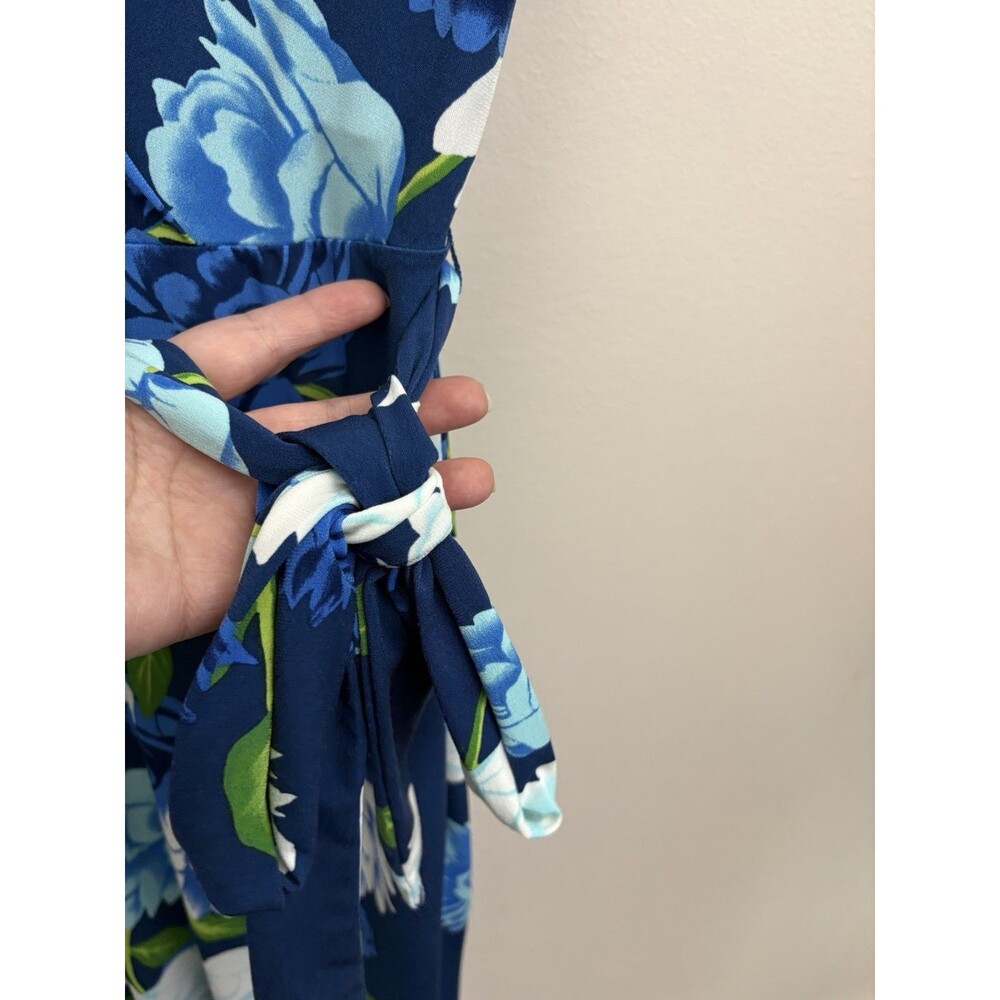 Charter Club Women’s Dress Floral XL Short Sleeve With Belt Surplice Neck - Picture 10 of 14